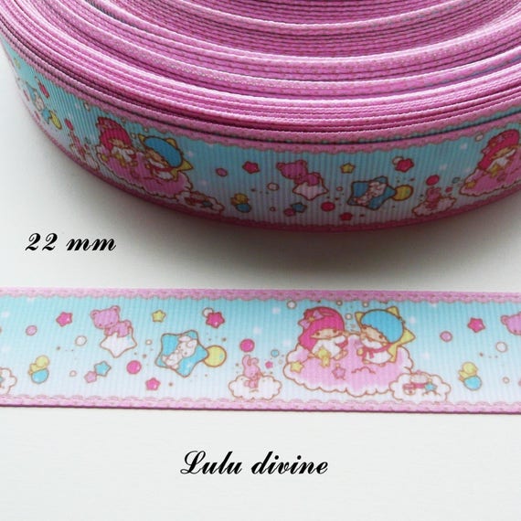 Ruban gros grain blanc liseré rose /& violet Couronne Château Carrosse de 22 mm
