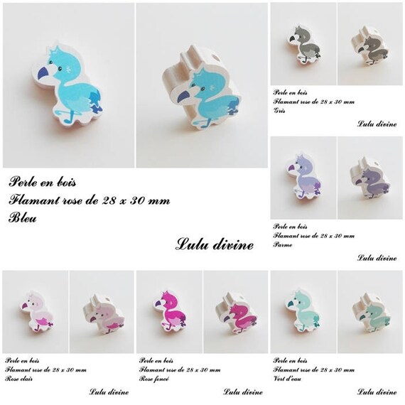 Perle plate Koala nœud rose Perle en bois de 23 x 30 mm
