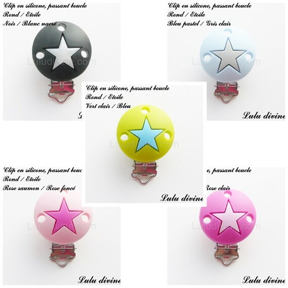 Rond : Gris clair passant boucle attache tétine Pince // Clip en silicone