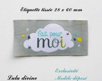 Woven - label made for me - 28 x 60 mm, grey cloud