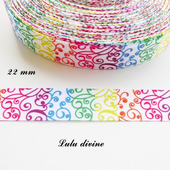 Ruban gros grain Arc en ciel de 22 mm vendu au mètre