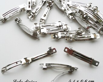 5 Silver Metal Hairpin Barrette Supports: 5.1 x 0.6 cm with perforation at the ends