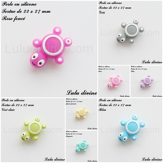 Tortue en silicone de 84 x 65 x 10//16 mm Rose pastel