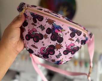 Sparkle Monster Trucks Fanny Pack Waist Bum Bag // READY TO SHIP!! Free Shipping!