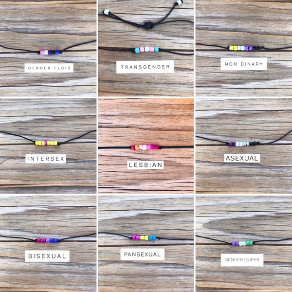 Pride wish bracelet, Beaded,  Rainbow, Bracelet or Anklet, Adjustable Cord, Love Is Love, lgbtqia, gift for them, best friend gift,