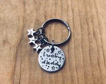 Personalized gifts for dad, Daddy, Father’s Day, Papa Keychain,Hand stamped, Fully custom Initials, Grandpa, dad gift, thoughtful, Lucky