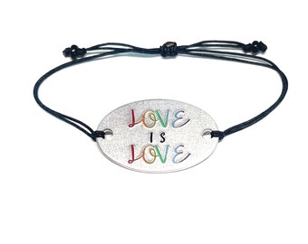 Love is Love bracelet, Pride Rainbow, Hand stamped, lgbtqia+, lgbtq jewelry, Pride 2022, for them, teen, girlfriend, Coming out