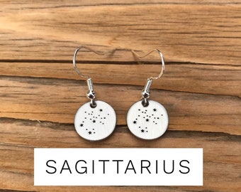 Sagittarius Earrings, , Zodiac, constellation, witchy, silver, stars, star, rising, sun, moon, star sign, zodiac sign, sun sign, rising