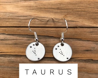 Earrings, Taurus, Zodiac, Constellation, earrings, witchy, silver, stars, star, rising, sun, moon, star sign, zodiac sign, sun sign, rising