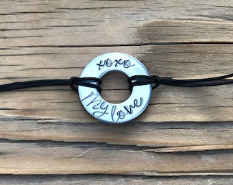 Anniversary gift, adjustable bracelet, Xoxo my love, gift for girlfriend, Washer Bracelet, thoughtful,