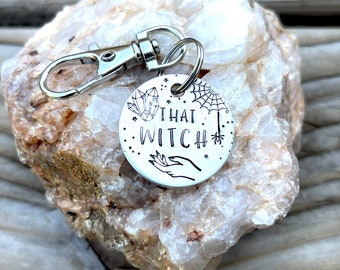 That Witch, Halloween Keychain, Witchy keychain, Crystal keychain, star keychain, gothic jewelry, celestial jewelry, Spooky Jewelry