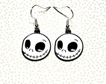 Skull earrings, Skeleton accessories, skeleton jewelry, jack face earrings, sterling silver, trick or treat, Halloween earrings