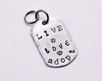 Live Love Adopt Dog Tag Aluminum Extra Lightweight