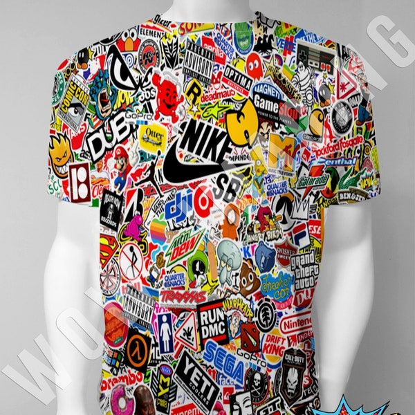 Ultimate Sticker Bomb T-Shirt | Skateboard | XGames | Video Games | MMA |  E-sports | Marvel