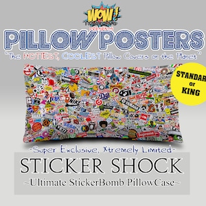 Pillow Posters: STICKER SHOCK -Ultimate StickerBomb Pillowcase