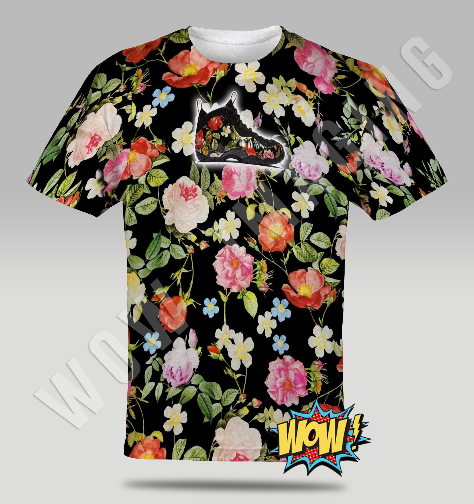Floral Foamposite -LIMITED EDITION- T-shirt (black) - Etsy Floral Foamposite -LIMITED EDITION- T-shirt (black) - Etsy