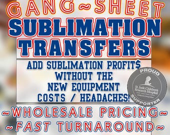Gang-Sheet ~WHOLESALE~ Dye Sublimation Transfers!!  ~~Free Shipping~~