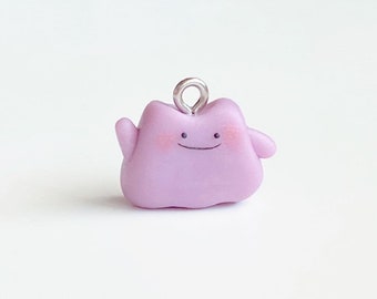 Ditto Clay Charms / Kawaii Clay Charms/Polymer Clay/Planner Charms/Pokemon/Necklace/Keychains