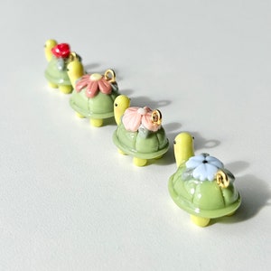 Floral Turtle Clay Charms/Polymer Clay/Clay Charms/Kawaii Charms/Clay Keychains/SimplyPreciousMade/Pastel Clay Charms/Sculpey Clay