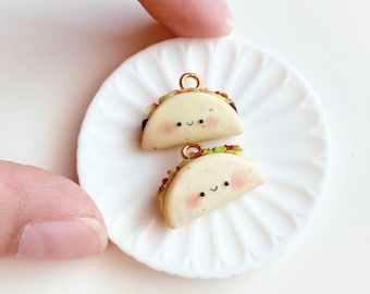 Taco Clay Charms / Kawaii Charms/Polymer Clay/Planner Charms/Tacos/Necklace/Keychains