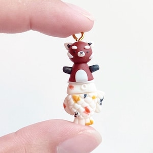 Red Panda Taiyaki Clay Charms/ Kawaii Clay Charms/Polymer Clay/Planner Charms/Ice Cream/Necklace/Keychains