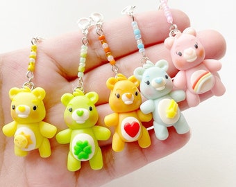 Care Bear Clay Charms/Keychains/Carebears/Pastel/Aesthetickeychains/PolymerClay/FimoClayCharms/GiftsForHer/Nostalgia/ZipperCharms