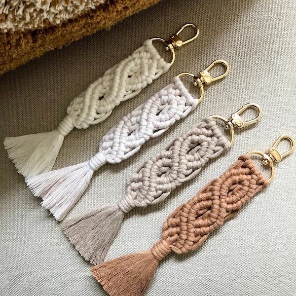 Porte-clés ou bijoux de sac en macramé, porte-clé bohème