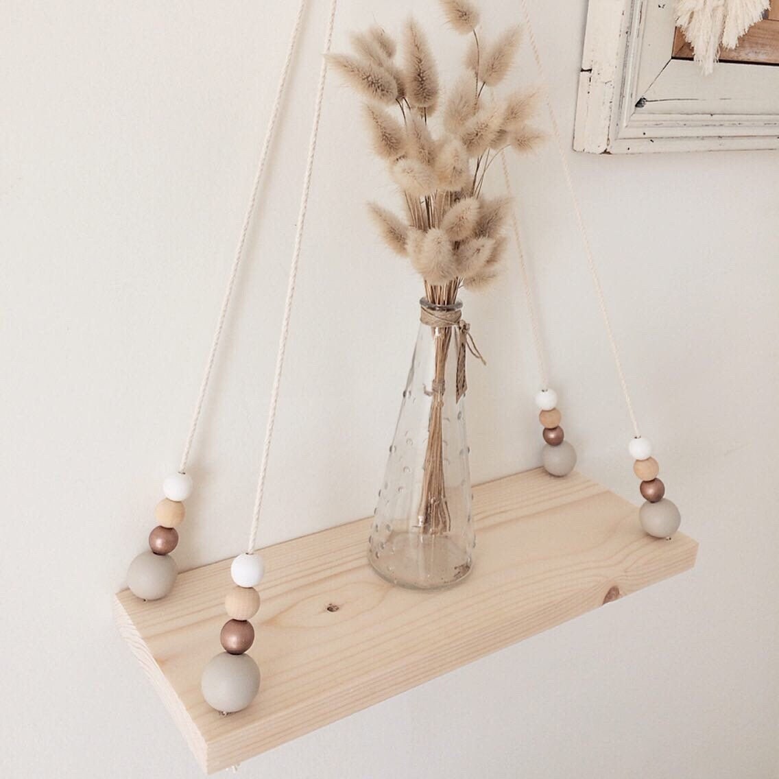 Etagère Balançoire en Pin et Perles Bois