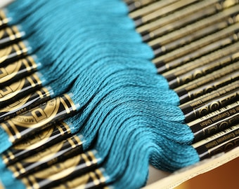 Fil français DMC mouliné special 25, fil coton, couleur 3808 bleu canard  8 m 6 brins, coton a broder, embroidery thread, DMC, french thread