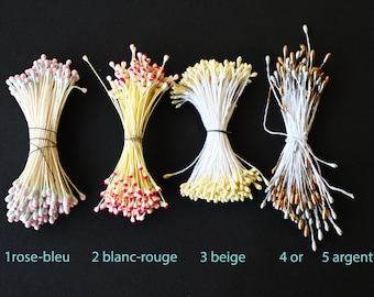 5 Vintage stamens artificial flowers for decoration, formation of artificial flowers stem 6 cm, head 2 mm, embroidery, jewelry, costumes