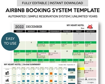 Airbnb Booking System Template | VRBO Reservation Spreadsheet | GoogleSheets Booking Management System | 25 Properties | Unlimited Months