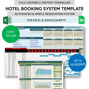 Hotel Booking System Template | Hotel Reservation Spreadsheet for Excel and Google Sheets | Hotel Booking Management System