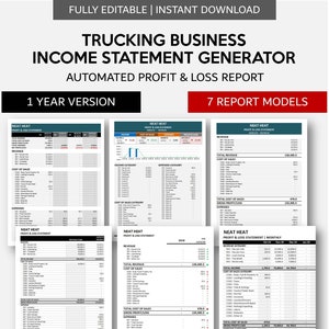 Générateur de compte de résultat d’entreprise de camionnage | Rapport de profits et pertes automatisé | Comptabilité simple pour les petites entreprises | | Excel Googlesheets