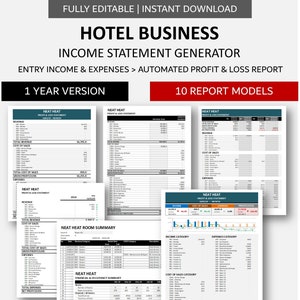 Hotel Profit and Loss Statement Template Etsy UK