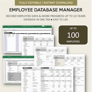 Einfacher Mitarbeiter-DB-Manager für Excel und Google Sheets | Mitarbeiter Karriere Tracker | 100 Mitarbeiter