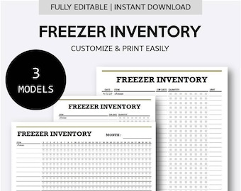 Freezer Inventory Template | Fully Editable and Printable Freezer Inventory | Dry Erase Monthly Freezer Inventory