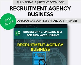 Feuille de calcul de comptabilité d'entreprise d'agence de recrutement pour non-comptable | État financier de l'Agence | Feuille de calcul pour petites entreprises