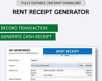 Rent Receipt Generator Apartment Room Rental Receipt 