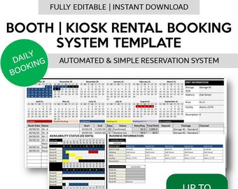 Booth Rental Booking Template | Kiosk Rental Business Spreadsheet Manager | Small Business Daily Rental Booking Management Excel Spreadsheet