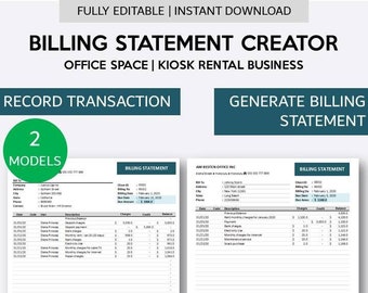 Puede incluir: Una plantilla de Excel imprimible para crear facturas para espacios de oficinas o negocios de alquiler de kioscos. La plantilla incluye dos modelos, uno para registrar transacciones y otro para generar una factura. La plantilla es compatible con Excel 2007 y versiones posteriores.