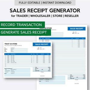 Sales Receipt Generator for Small Business | Sales Receipt Template with Excel Database | Automated Sales Receipt for Store and Reseller