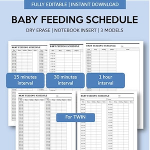 Baby Feeding Schedule Template | Baby Feeding Schedule Tracker | Newborn Feeding Planner Template