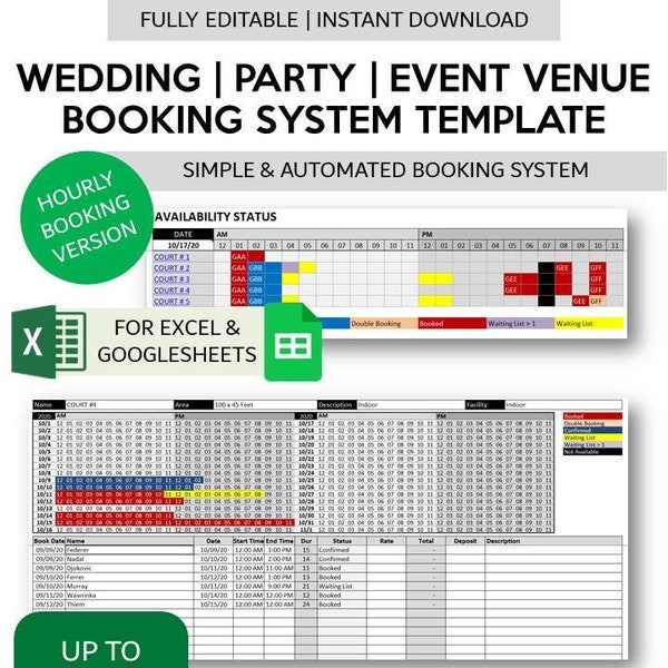 Room Booking Excel Etsy