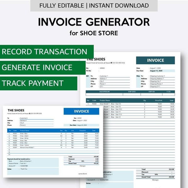 Shoes Invoices Etsy Australia