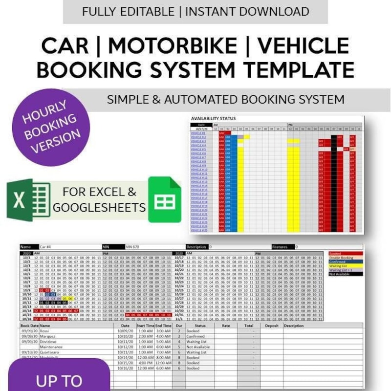 Car Rental Template Excel Etsy