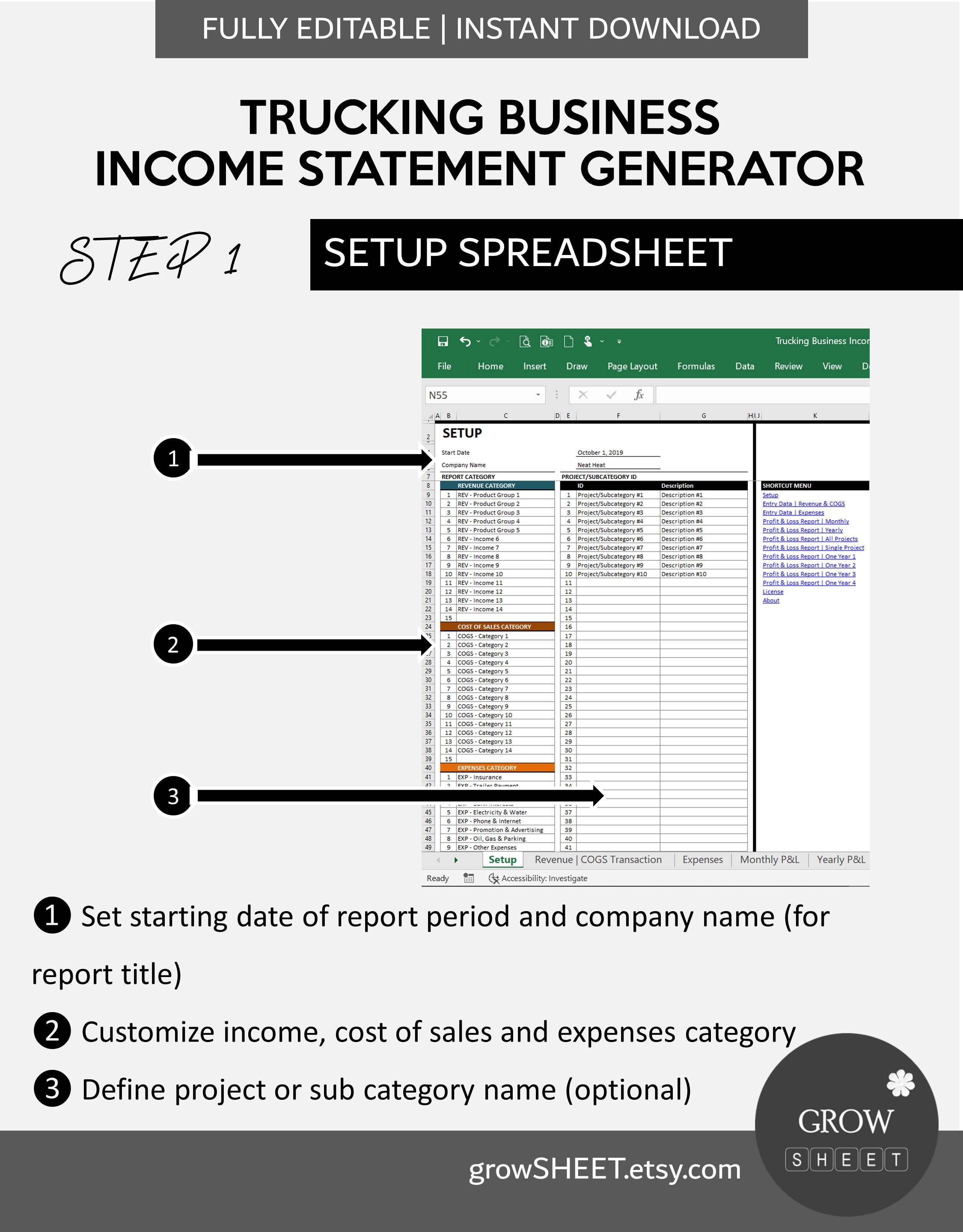 Trucking Business Statement Generator Automated Etsy