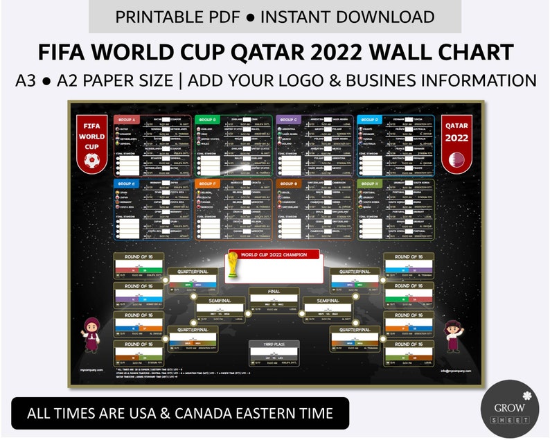 World Cup Qatar 2022 Wall Chart Printable World Cup Poster Etsy