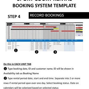 Sport Court Booking System Template | Half-Hourly Court Rental Reservation Manager | Excel | Googlesheet | 25 Courts image 9