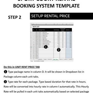 Sport Court Booking System Template | Half-Hourly Court Rental Reservation Manager | Excel | Googlesheet | 25 Courts image 7
