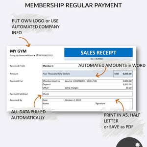 Membership Payment Receipt Generator Monthly Cash Receipt Template for
